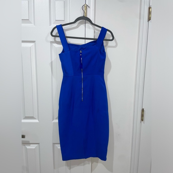 karen millen blue bodycon dress Blue KarenMillen Figure Form Bandage Asymmetric Strap Knit Midi Dress